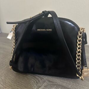 Michael Kors Authentic patent black dome tote satchel crossbody purse